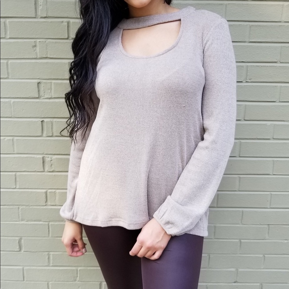 🌟Host Pick 9/30/18🌟 Taupe Sweater w/Zipper Back - Picture 2 of 2